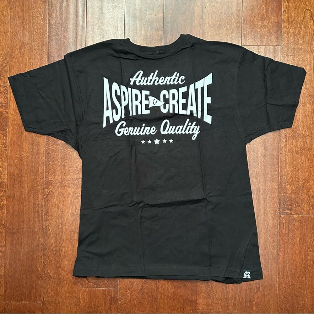 Aspire and Create Black Tee with White Graphic Design, Size XL, NWOT